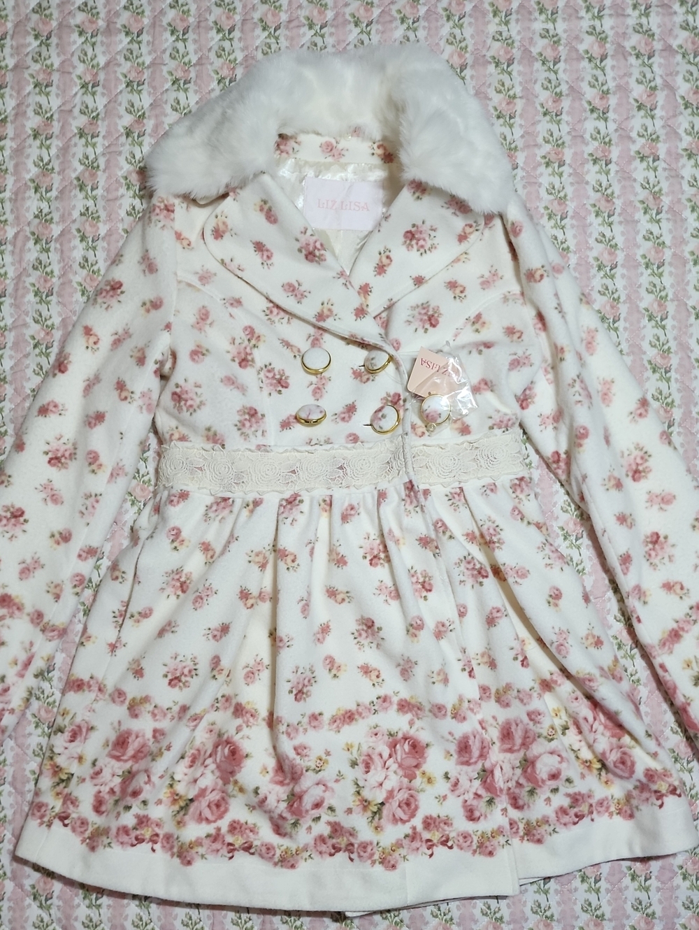 NWT 🎀 LIZ LISA Pink Rose Floral Coat Jacket